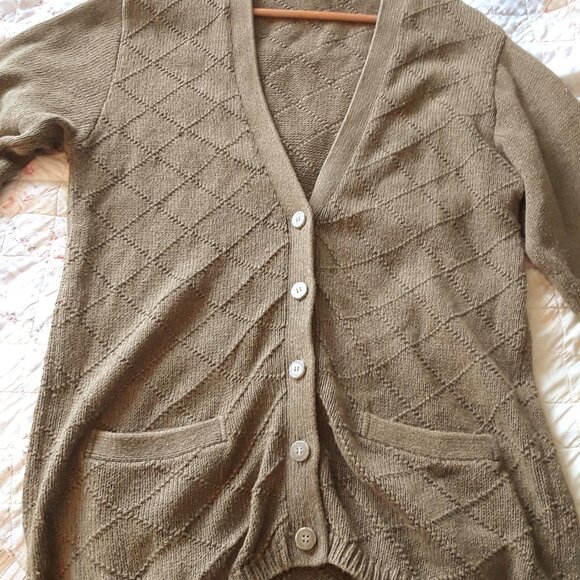 Vintage 90s Lizsport Cotton Oversized Cardigan Sweater - Picture 8 of 10